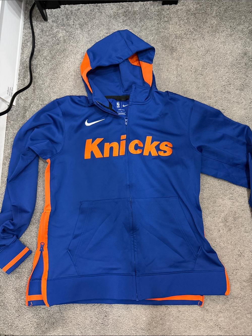 Nike Blue and Orange Knicks Full-Zip Hooded Jacket - Kids